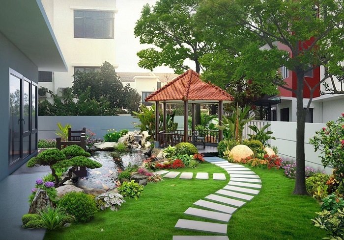 Trồng cây xanh trong biệt thự sân vườn hợp phong thủy mang lại sự thịnh vượng